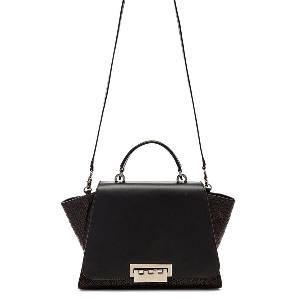 ZAC Zac Posen Black Eartha Iconic Soft Top Handle Embossed Satchel